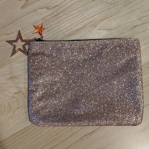 MAC rose gold sparkly black cosmetics pouch clutch